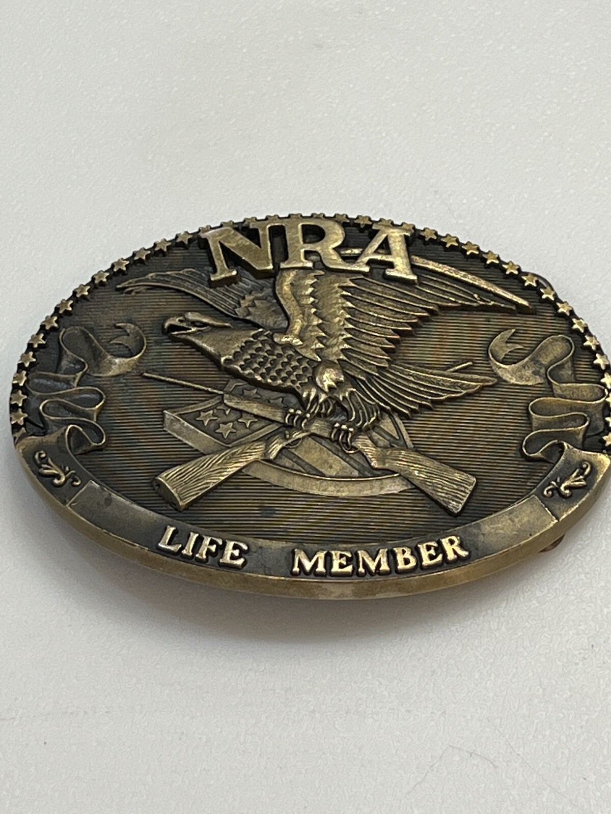 NRA LIFE MEMBER 1985 COLLECTOR&rsquo;S EDIT. SOLID BRASS BUCKLE ~ THE NORMAN FOUNDRY