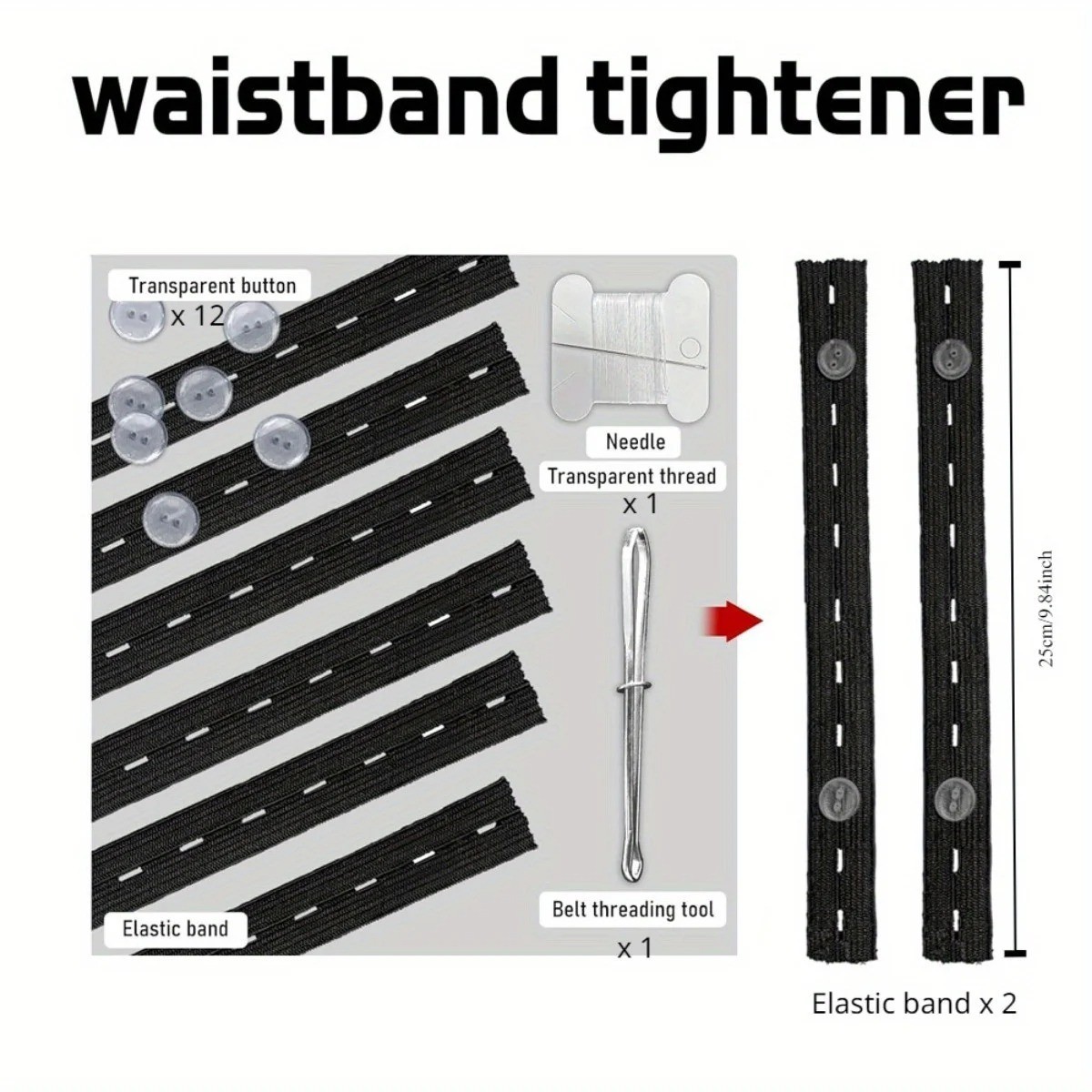 2 Pcs Invisible Belt Tightener Seamles Trouser Waist Buckle Adjuster Sewing Tool