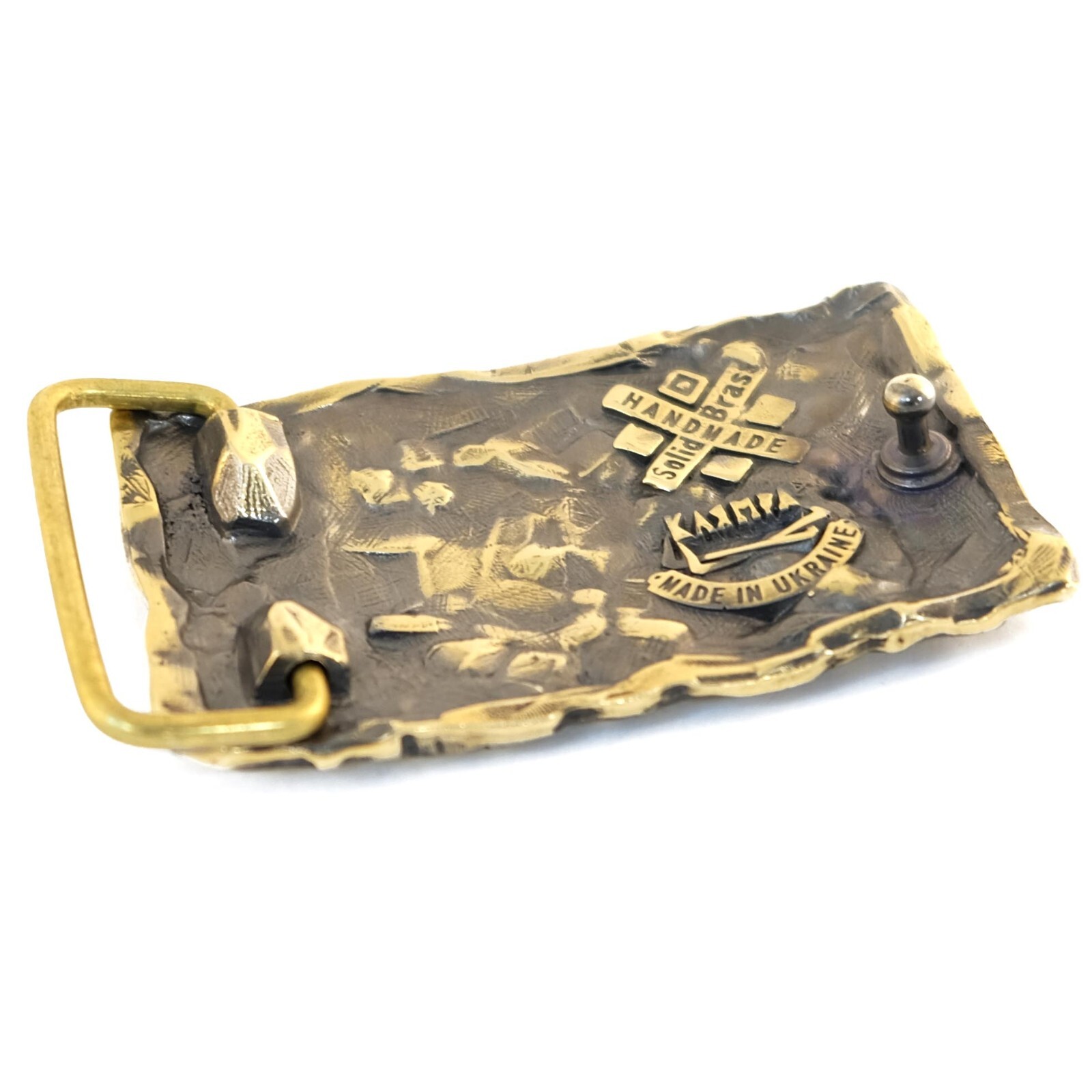 Crystal solid brass belt buckle, Rock belt buckle, Textural handmade belt buckle