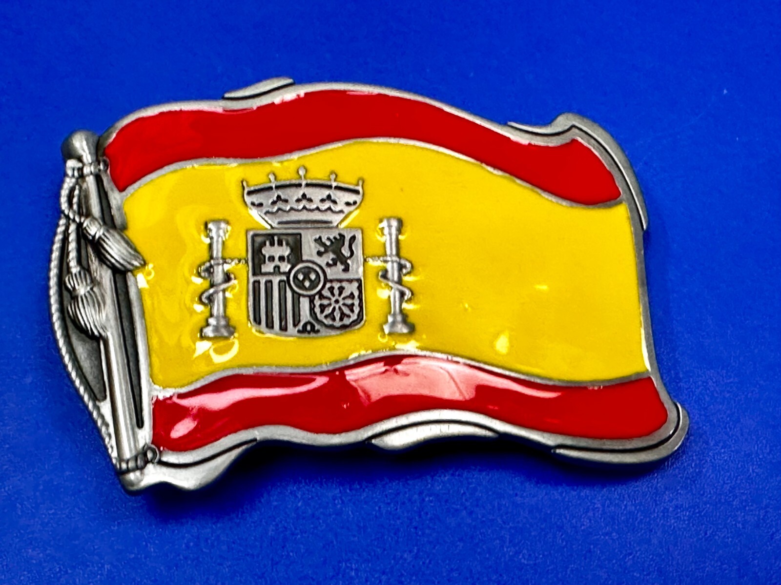 Spain Spanish Madrid Barcelona Flags Enameled Figural Patriotic Belt Buckles