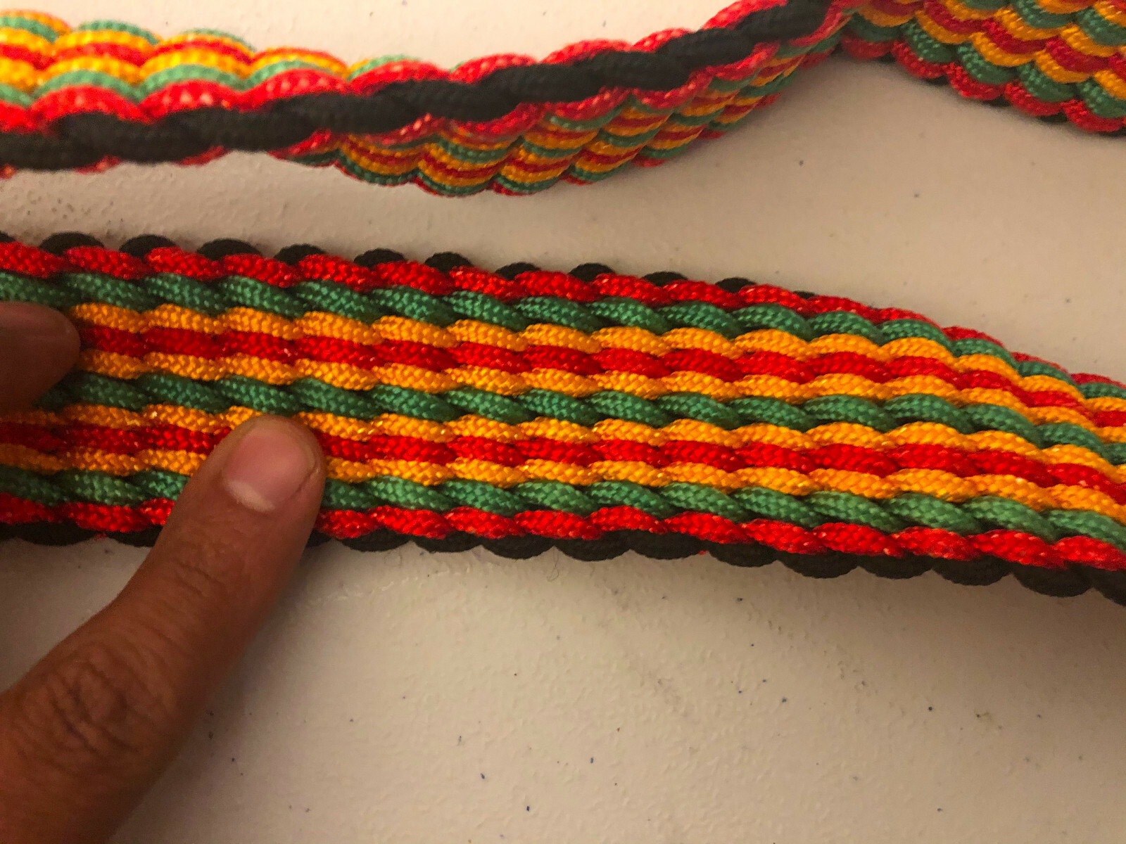 Handmade Nylon braided Men Women Belt Red Yellow Green Black 48in No Buckle