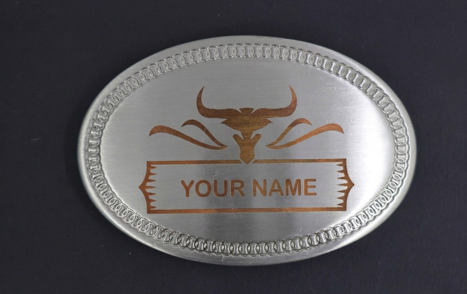 Custom Engraved Oval Belt Buckle – Personalized Logo/Name Gold & Silver Finish