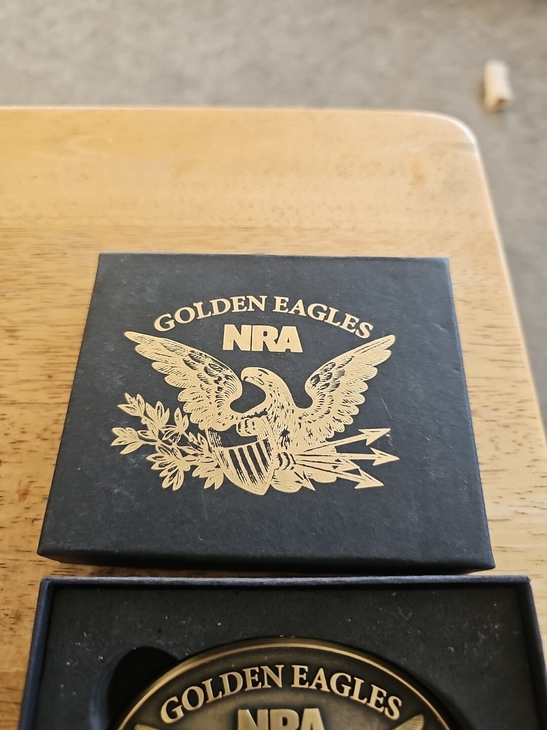 NIB NRA GOLDEN EAGLES 2015 COMMEMORATIVE LIMITED EDITION BELT BUCKLE NEVER USED