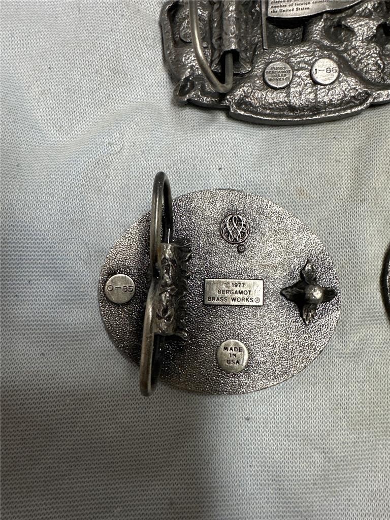 Three Vintage Baseball Belt Buckles by Bergamot Brassworks