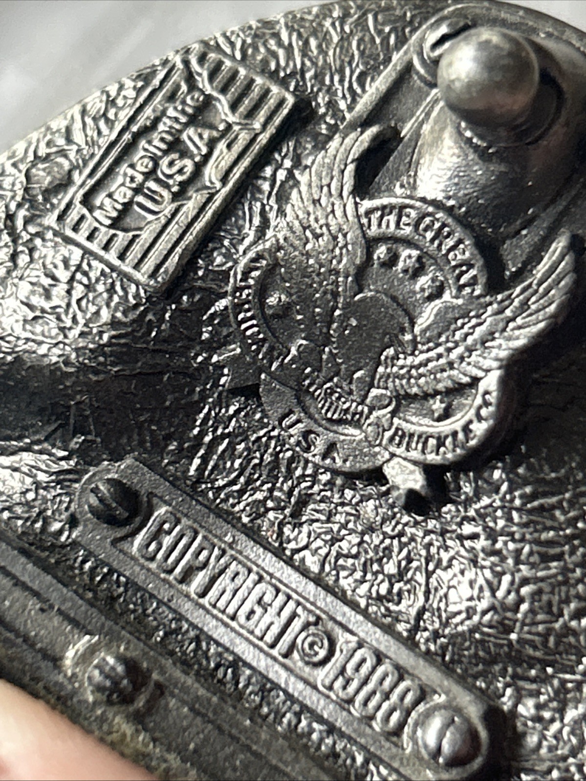 American Construction Worker Heavy Numbered Belt Buckle 1988 USA Eagle