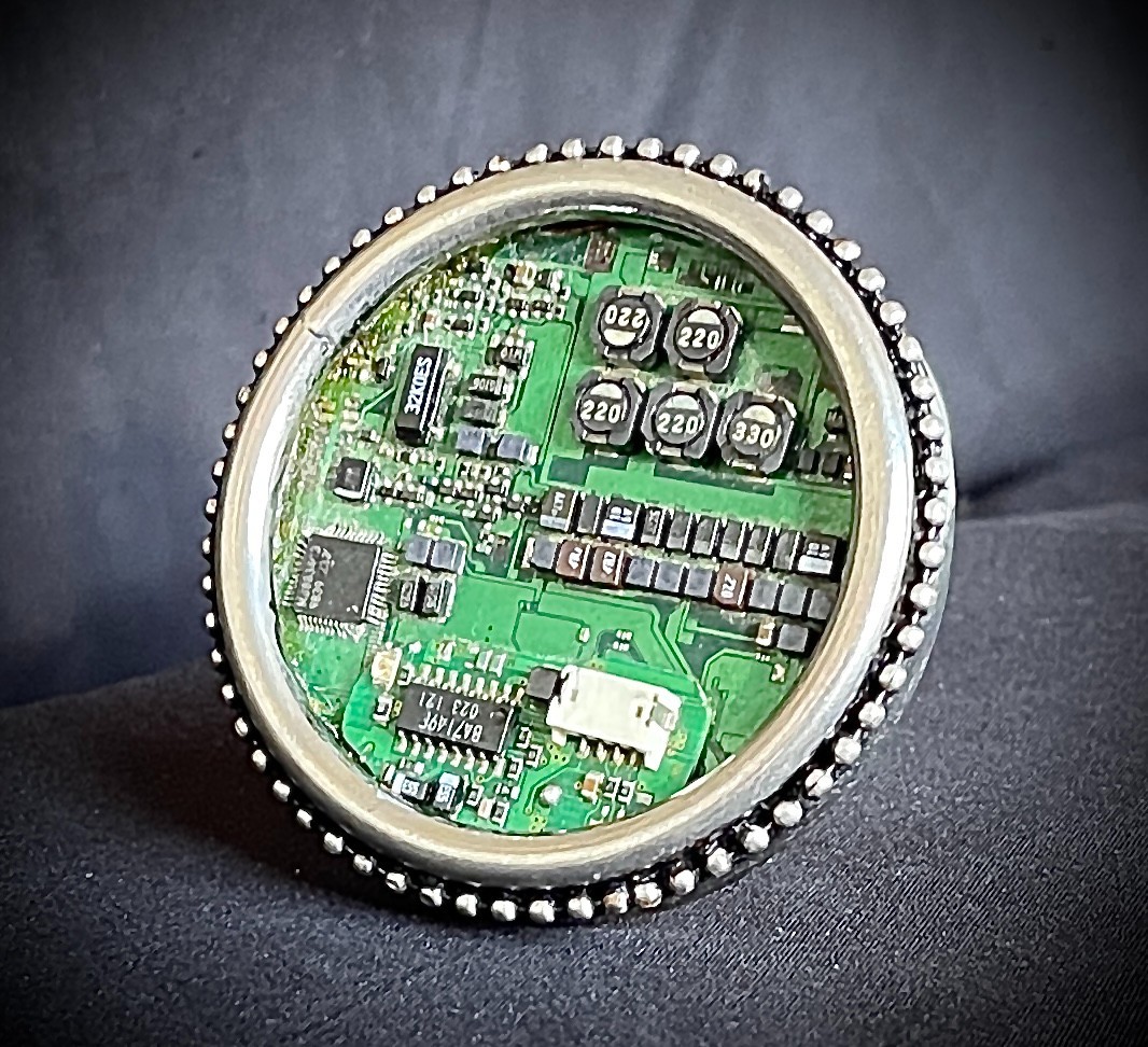 Industrial Circuit Board Belt Buckle OOAK Darren McNeese 2.5” Round