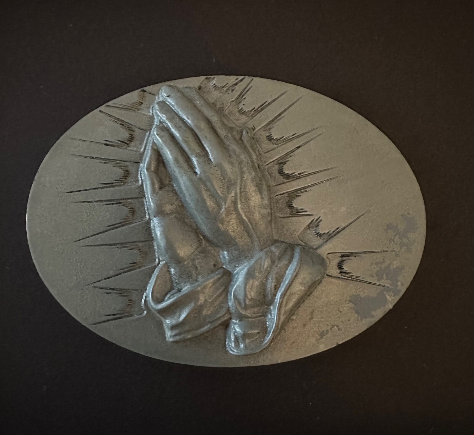 Praying Hands Vintage retro GREAT AMERICAN PRODUCTS BELT BUCKLE