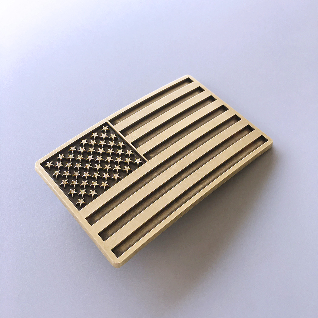 Antique Bronze American US Flag Rectangle Belt Buckle also Stock in the US