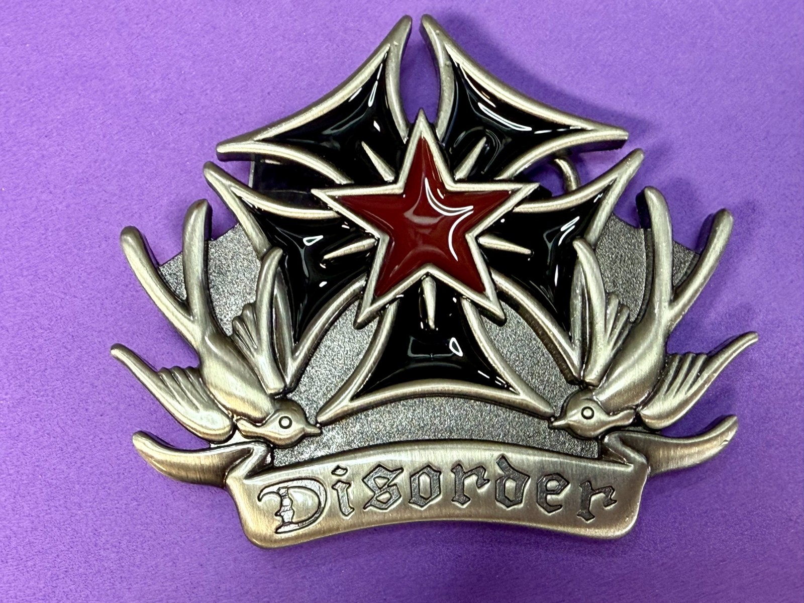 Disorder Iron Maltese Cross Doves NOS Silver Moon Creations Belt Buckle
