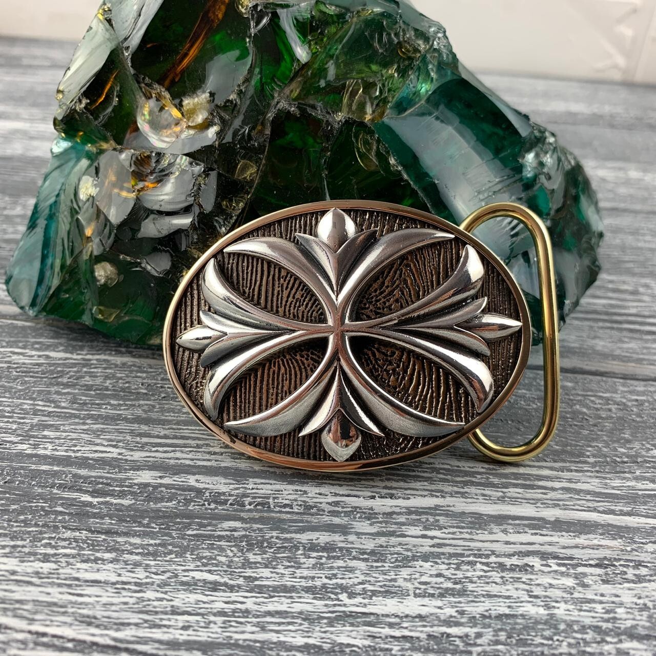Belt buckle brass, sterling silver 925, Maltese cross, Cross buckle