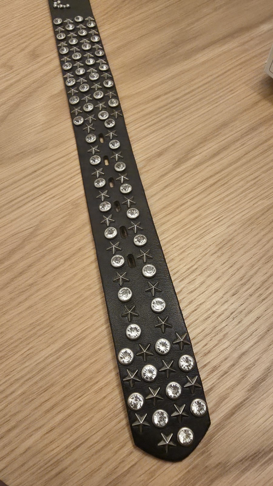 DIABLO ディアブロ Diavlo JAPAN Pierced Star Rhinestone Black Leather ROCK N ROLL Belt