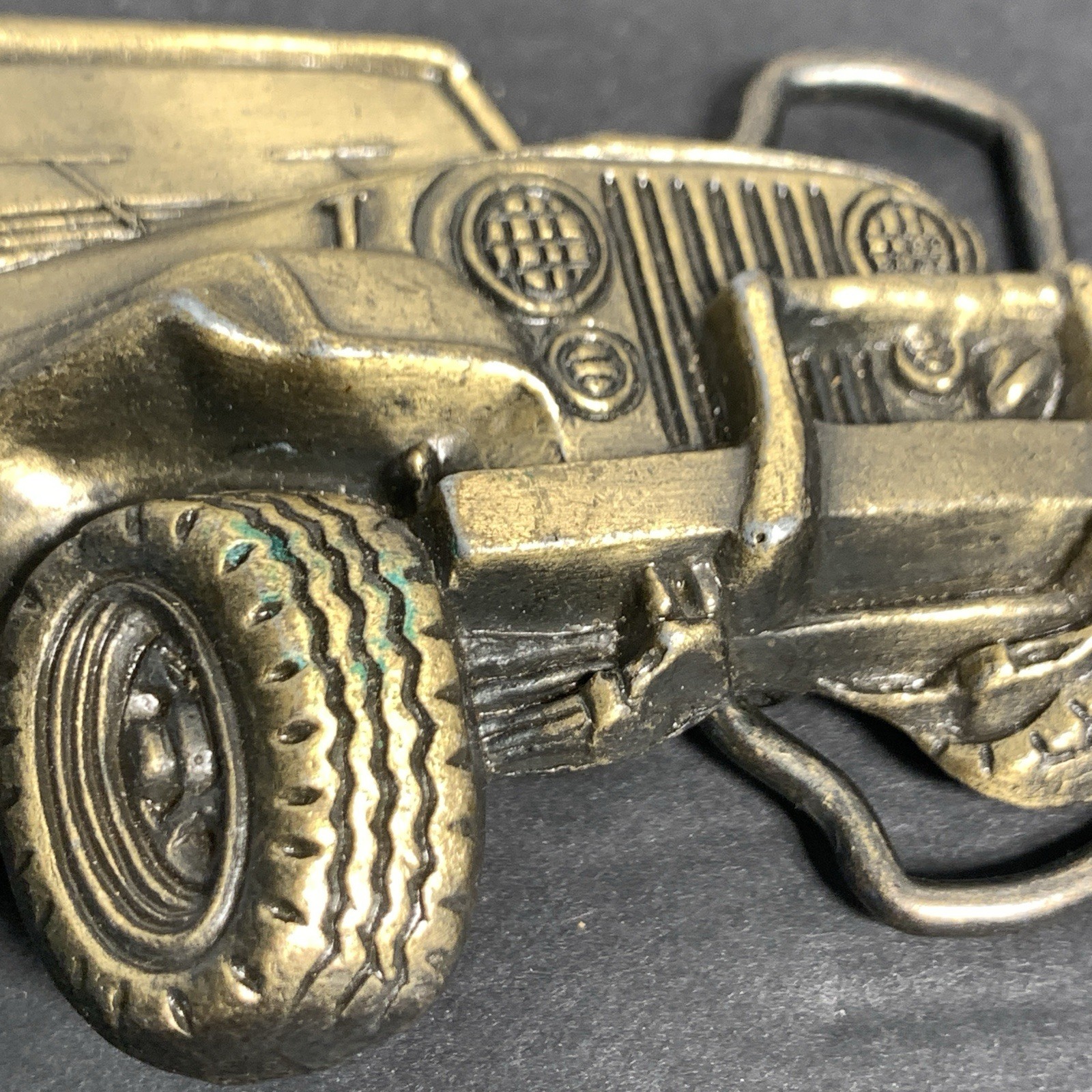 Vintage 70S Jeep Wrangler Brass Belt Buckle Made In USA M.B.C.I