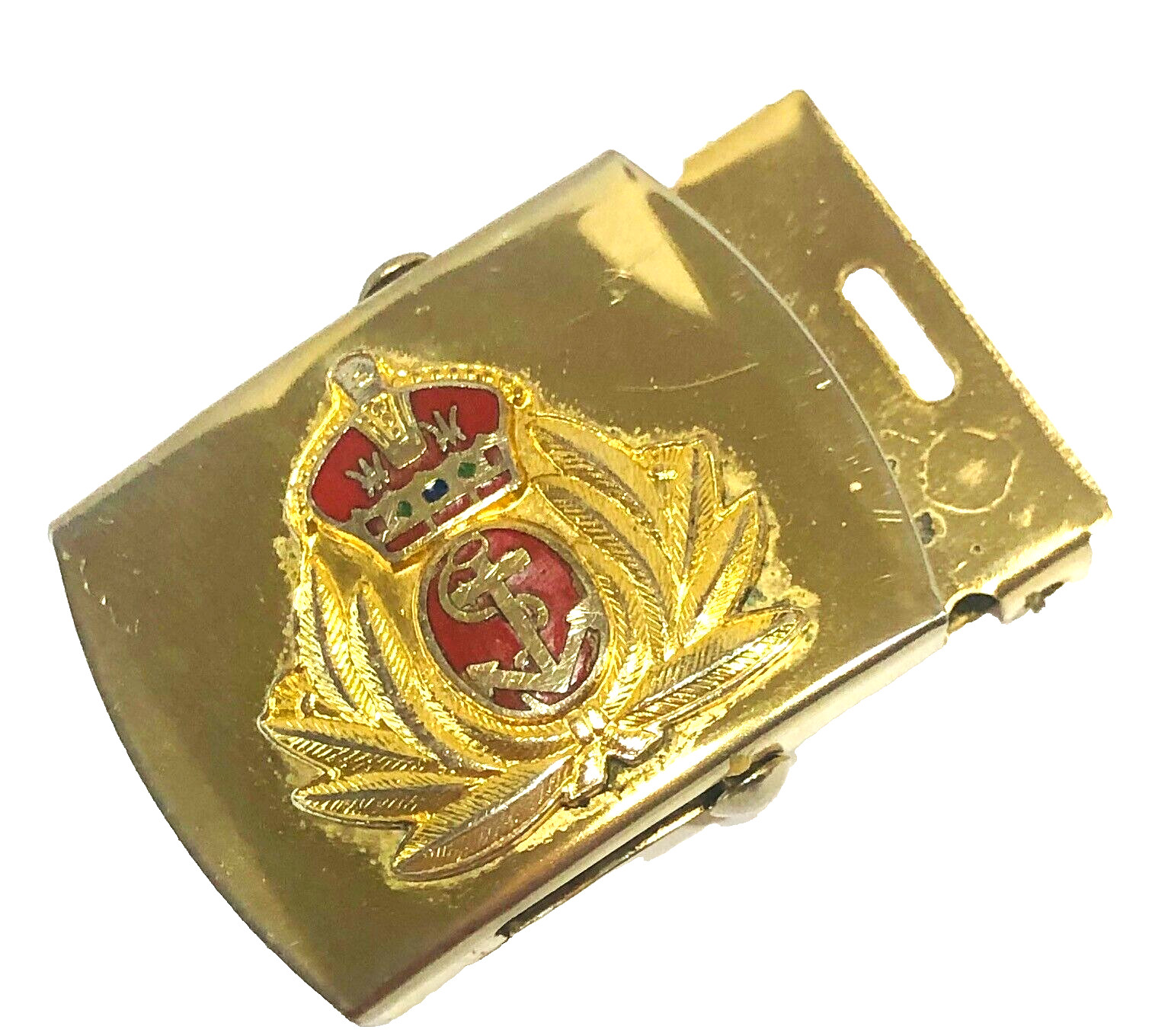 Brass Belt Buckle Crown Anchor USA Men&rsquo;s Nautical Boating Navy VTG Skippers FLA