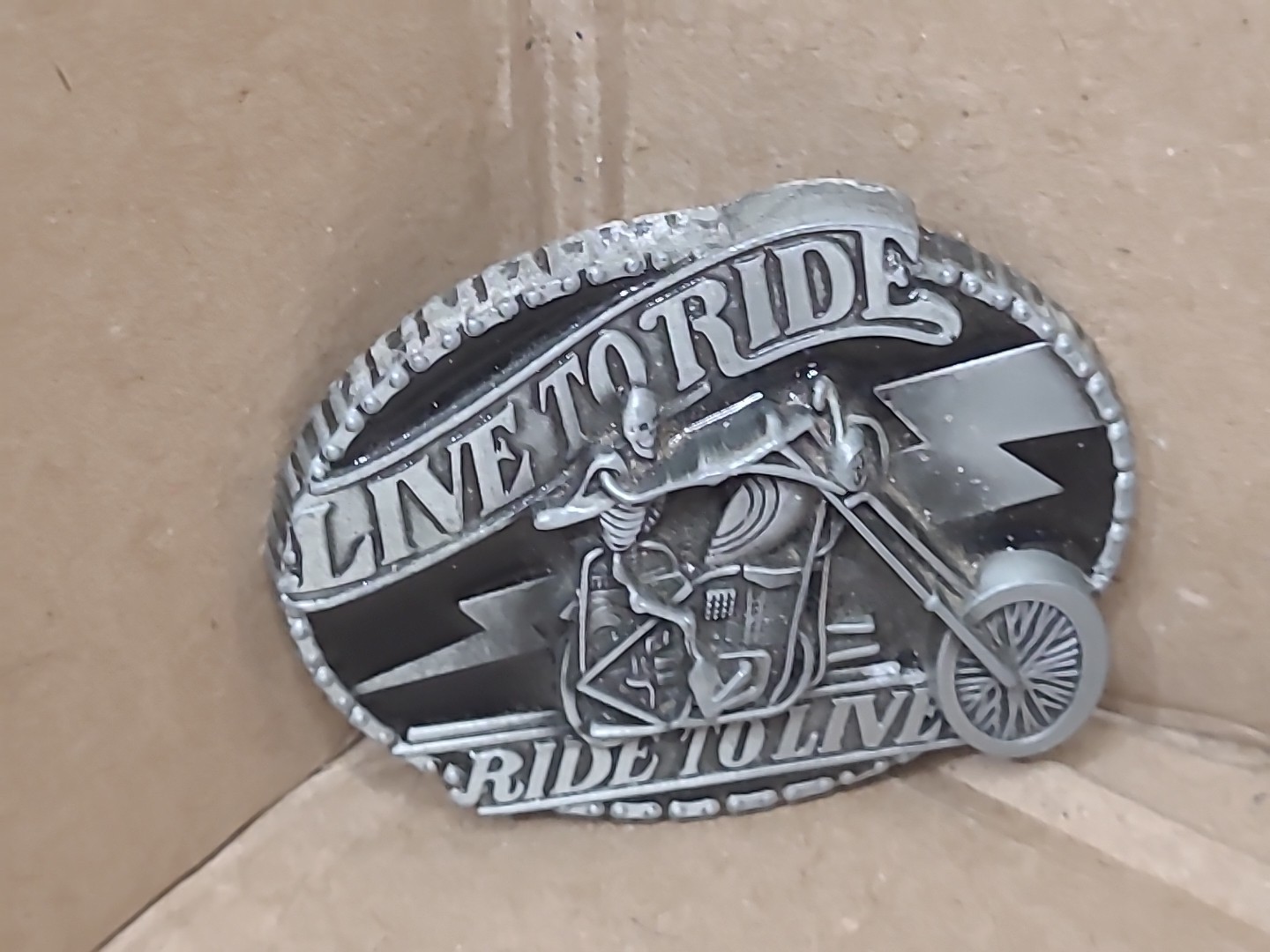 Fashion Mens Western Cowboy Zombie on Motorcycle Belt Buckle Live to Ride