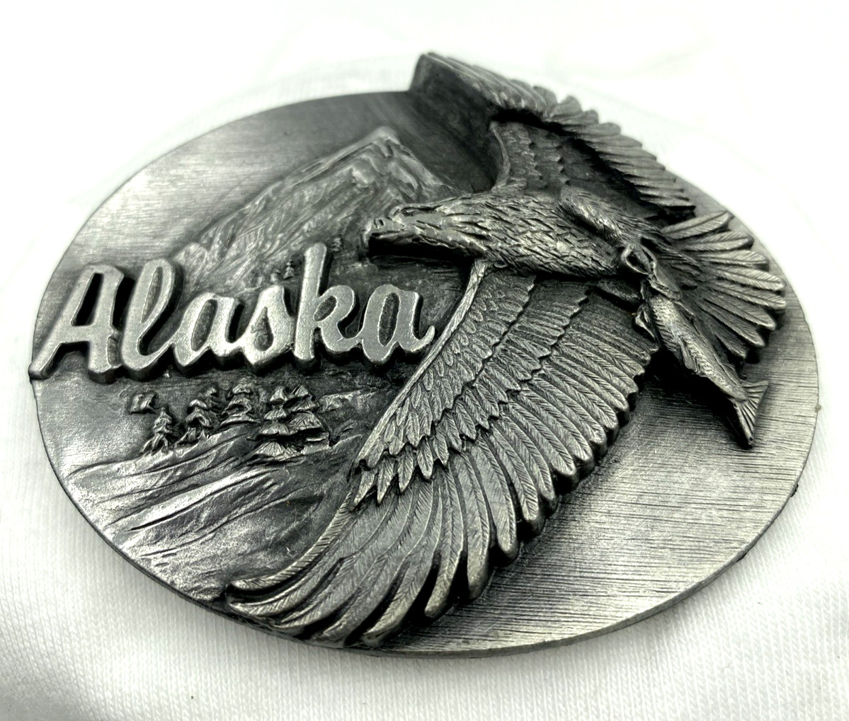 VTG Mens Siskiyou Buckle Co Alaska Bald Eagle Belt Buckle Pewter Americana Lot27