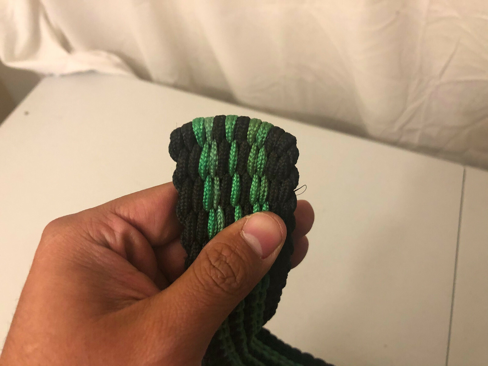 New Handmade Nylon braided Men Women Belt Green Black 48in No Buckle