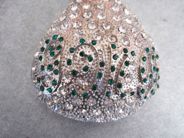Belt Buckle Silver Pot of Gold with Green and white CZ&rsquo;s stones Very Heavy