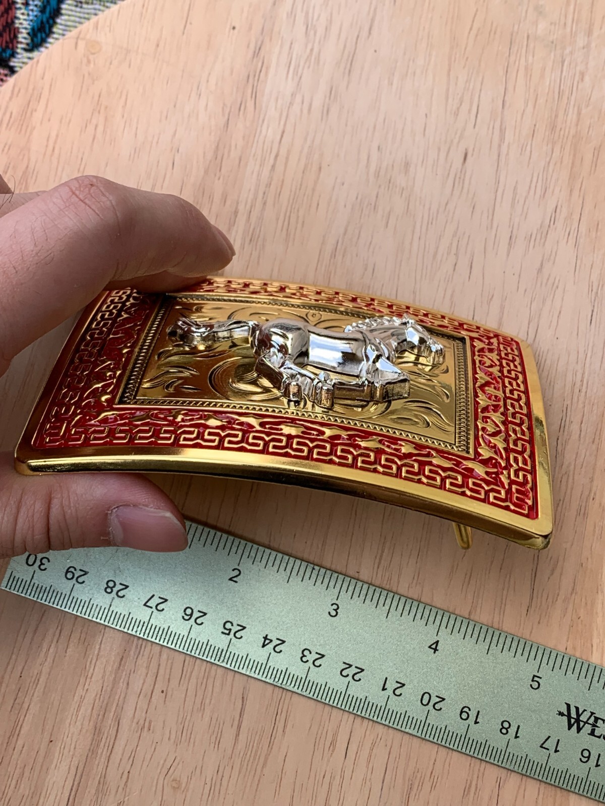 Western Buckle Gold Silver Red Running Horse Cowboy Fit 2 » Hebillas Vaqueras