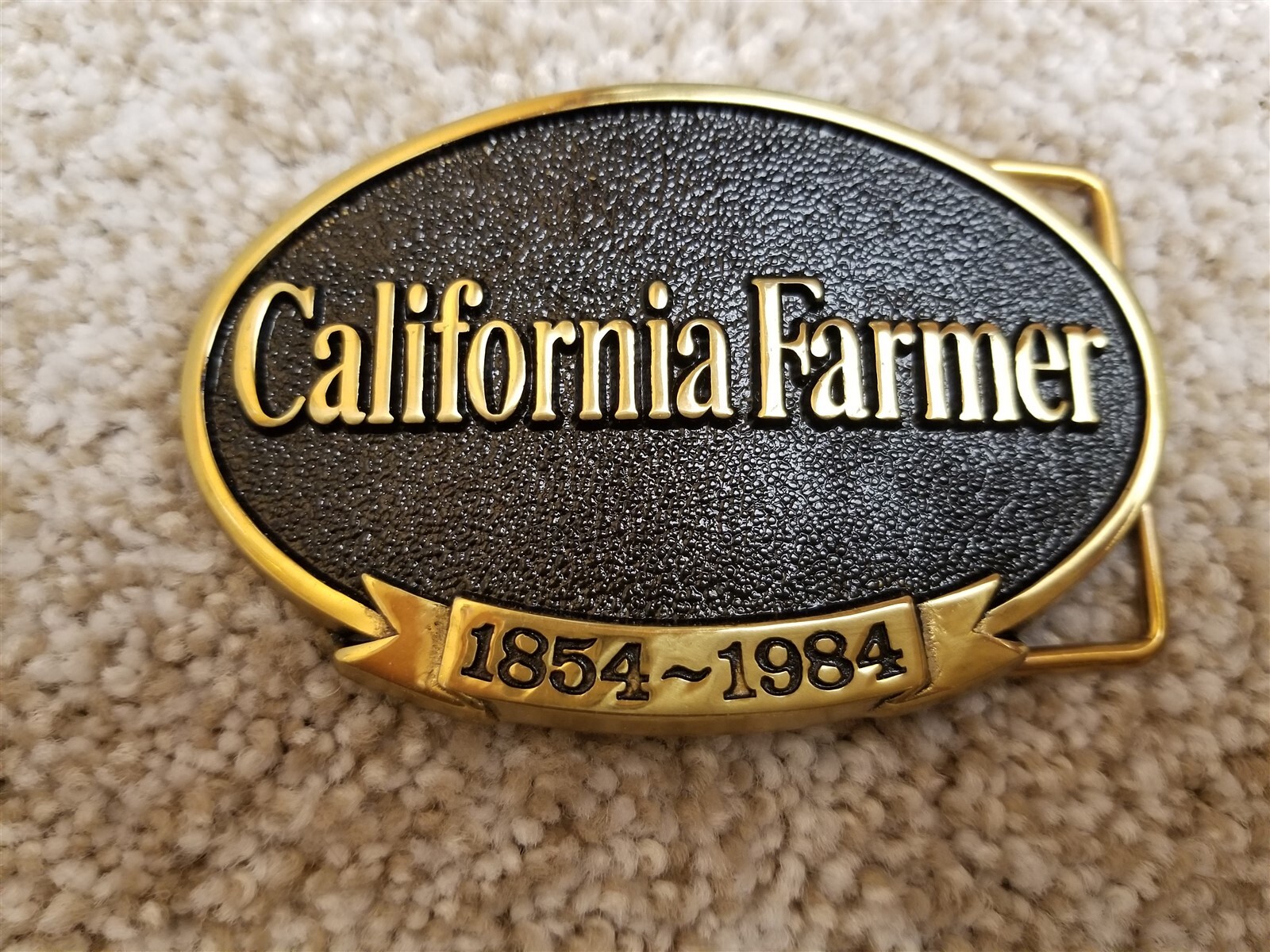 Vintage California Farmer Magazine Belt Buckle 130th Aniversary 1984 Brass Jadco