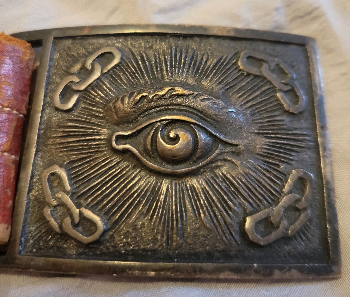 1900&rsquo;s Odd Fellows Belt Buckle Antique Eye of Providence Art Vintage USA JAPAN