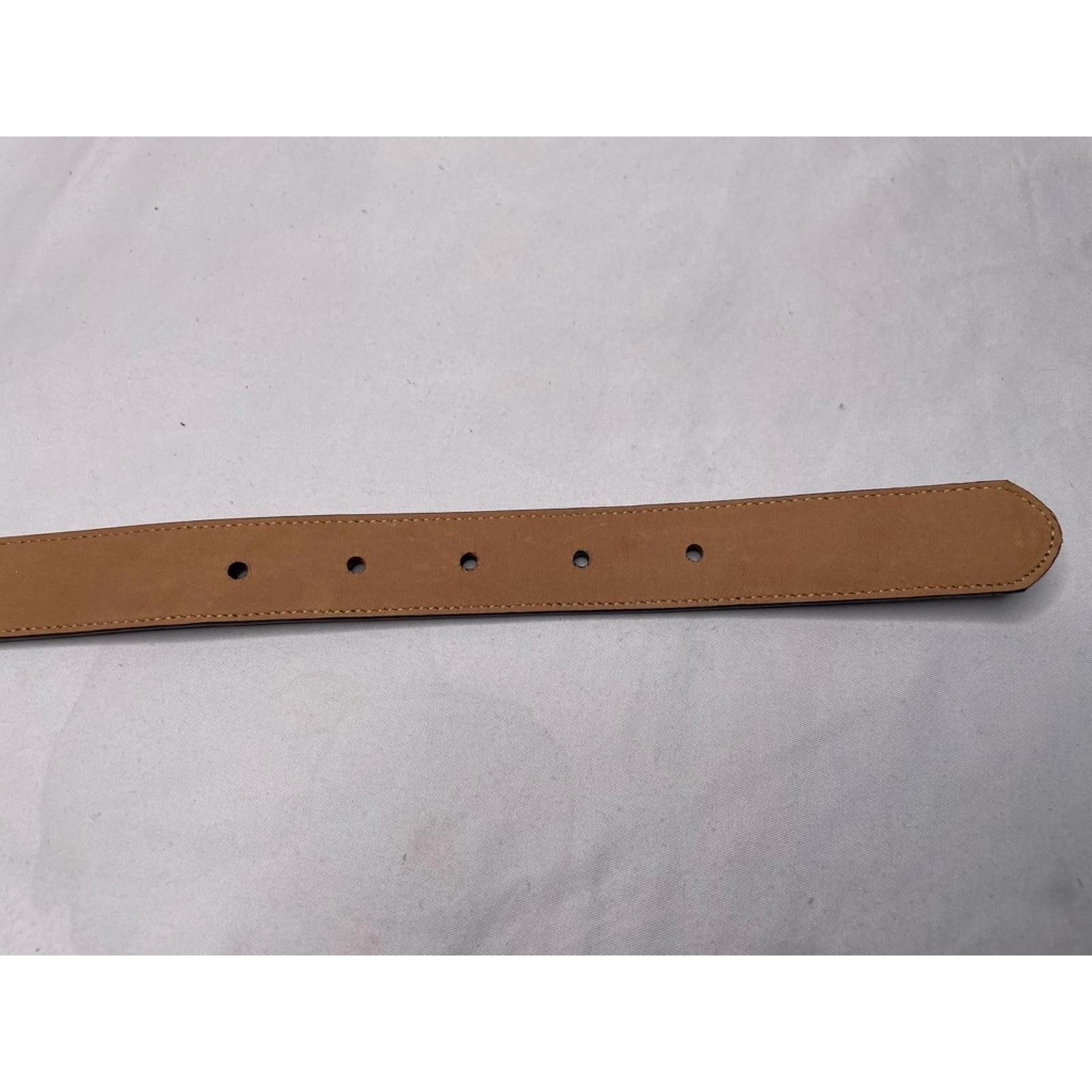 Lands End Brown Leather Belt Men 48&Prime; Long Gold Buckle Classic Business Everyday