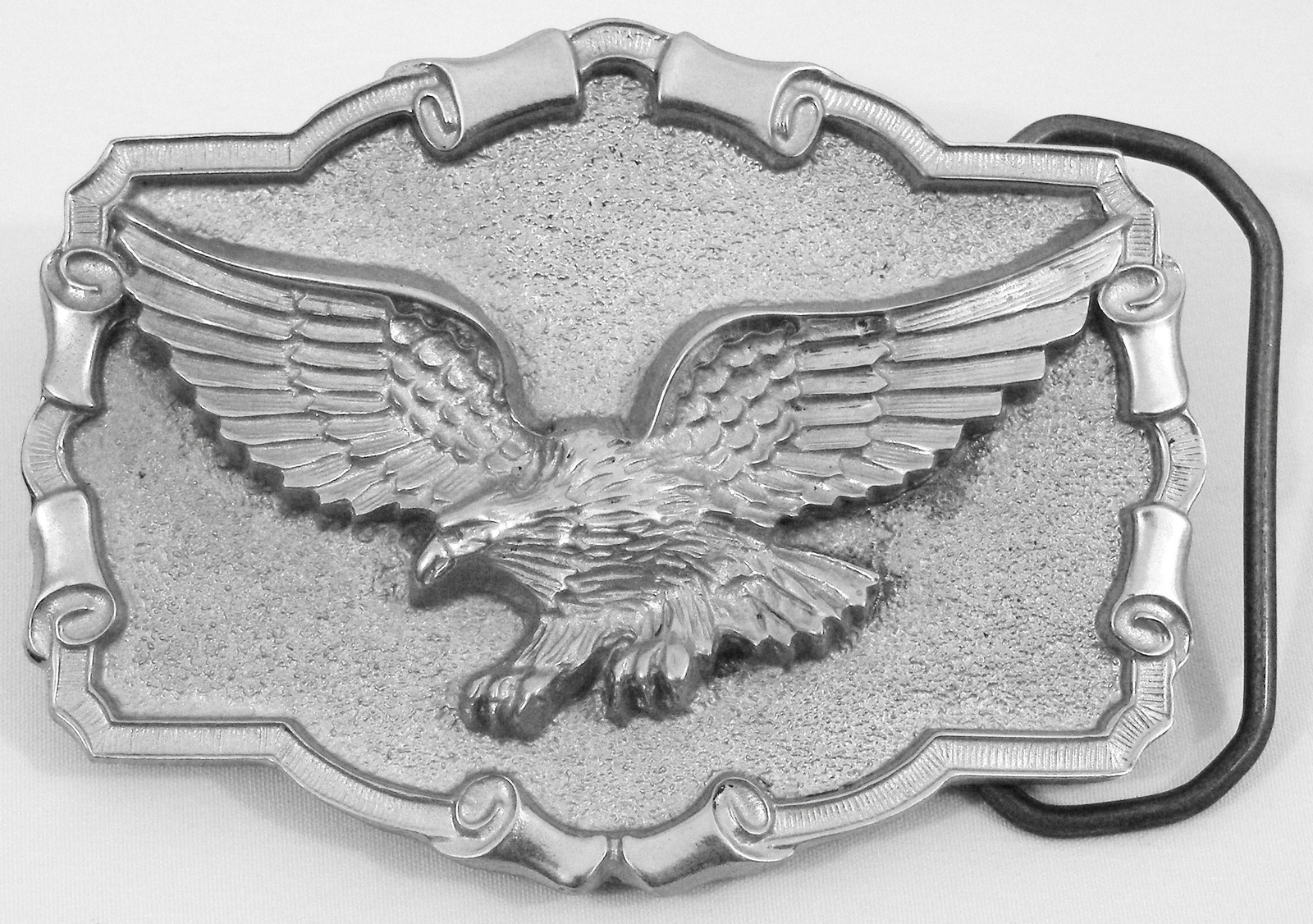 BELT BUCKLES Flying Eagle Antiqued Silver Gray Rectangle Patriotic Western NWOT!