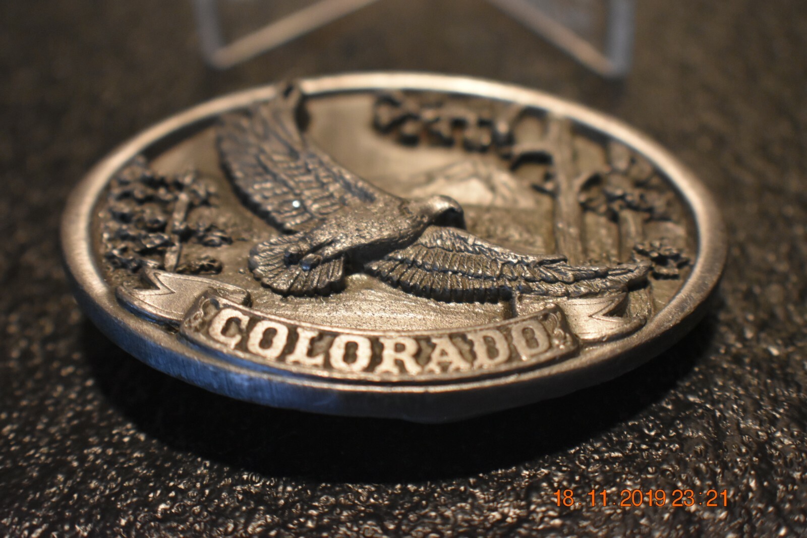 Colorado Belt Buckle Eagle In Flight 1986 C+J Inc U.S.A.