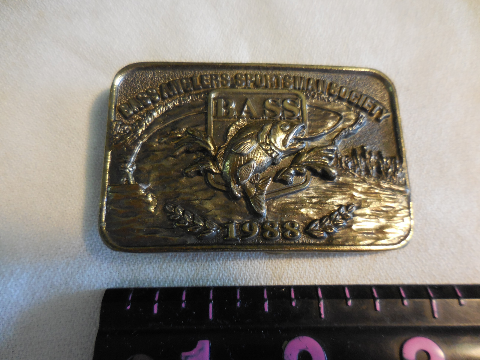1988 GREAT AMERICAN BUCKLE Brass Belt Buckle – Bass Anglers Sportsman Society