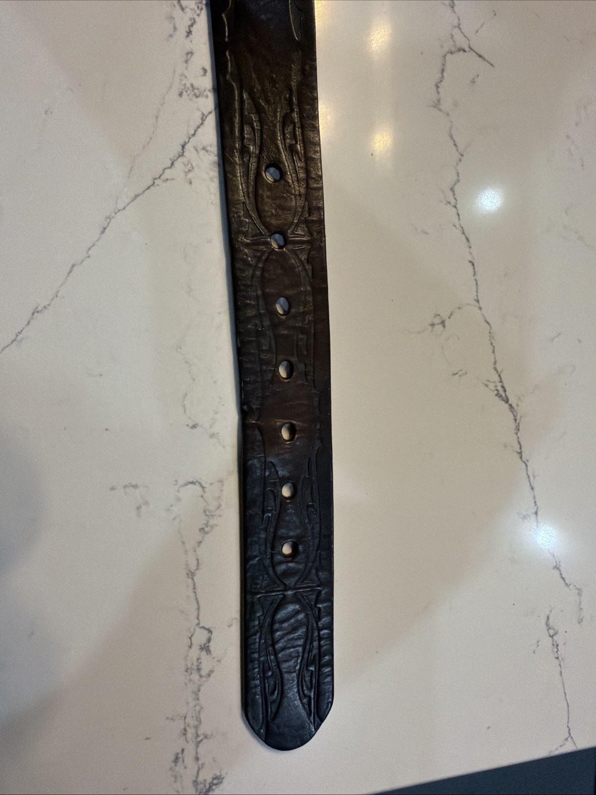 Levi’s Brown/Black Leather Tooled Western Belt Silver Buckle Men&rsquo;s Cowboy