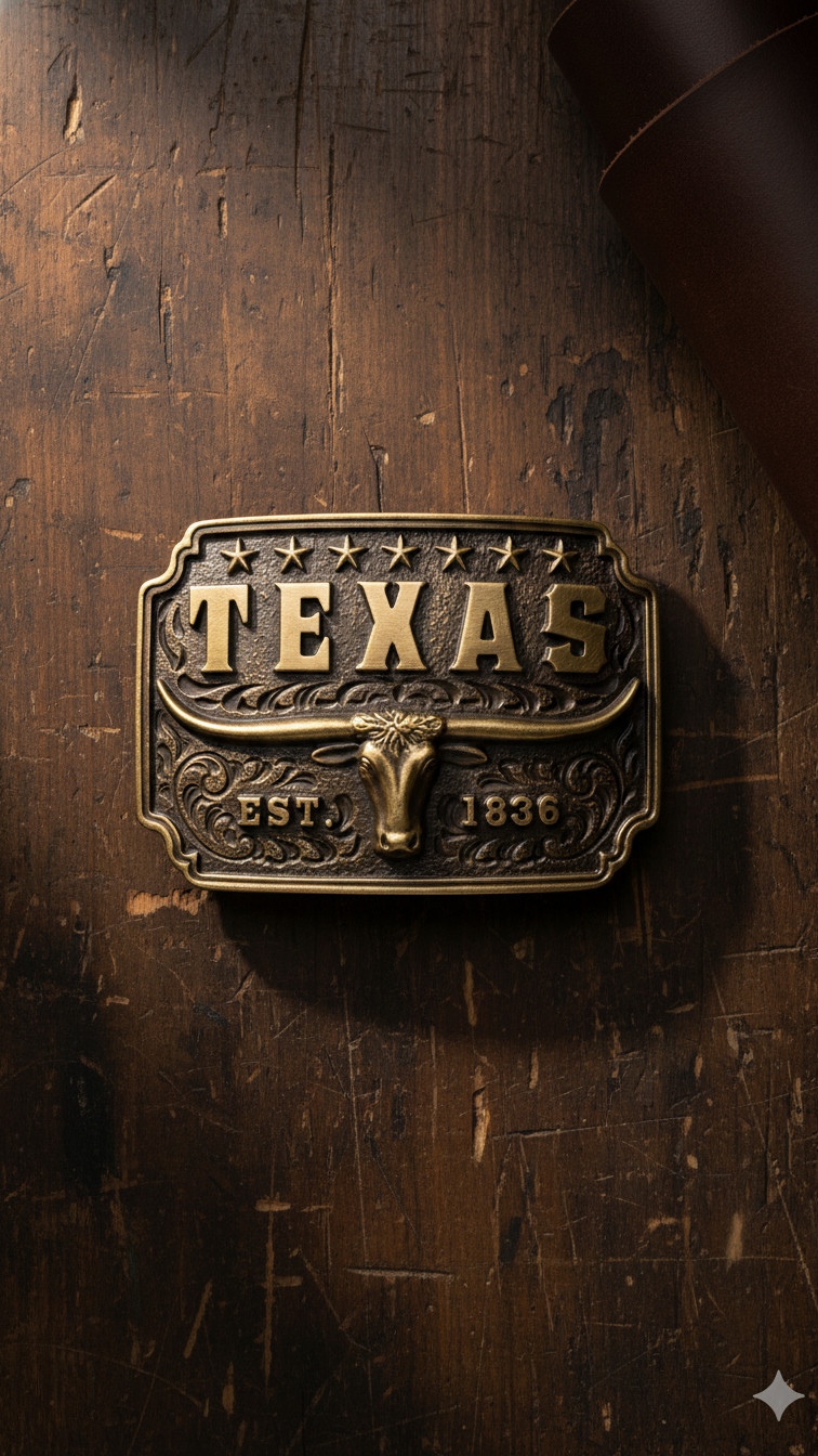 Vintage Bronze Texas Longhorn Belt Buckle – Est. 1836 Commemorative Edition