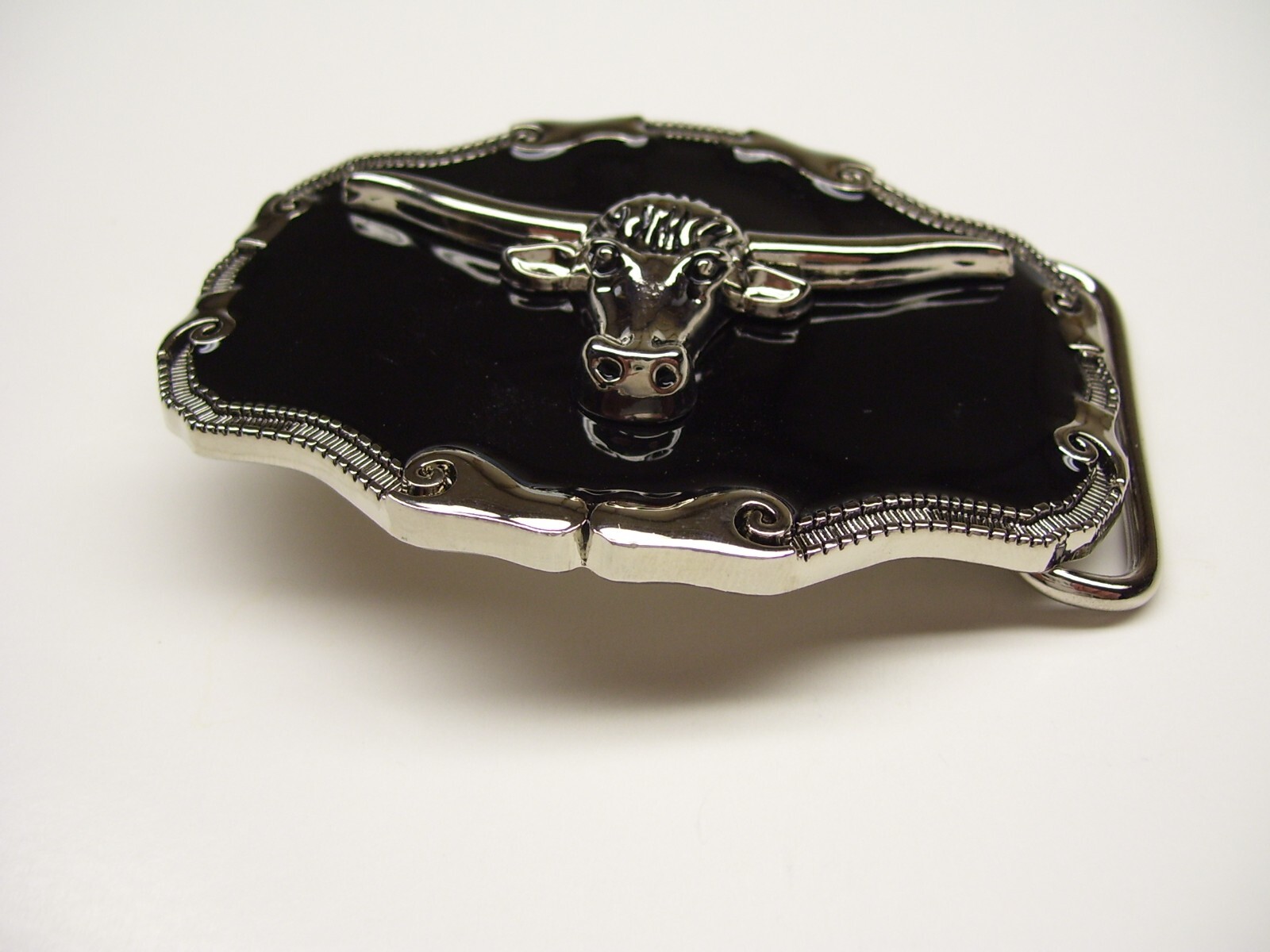 Belt Buckle Bull Steer Cowboy Western Rodeo 3.5&Prime; x 2.5&Prime; for 1.5&Prime; Belt Black
