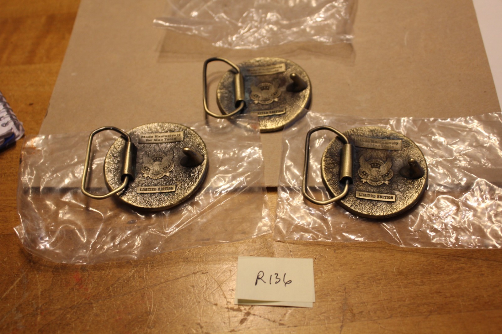 MAC Tools Round Brass Belt Buckle, Great American Buckle, Lmtd Edition, Lot of 3