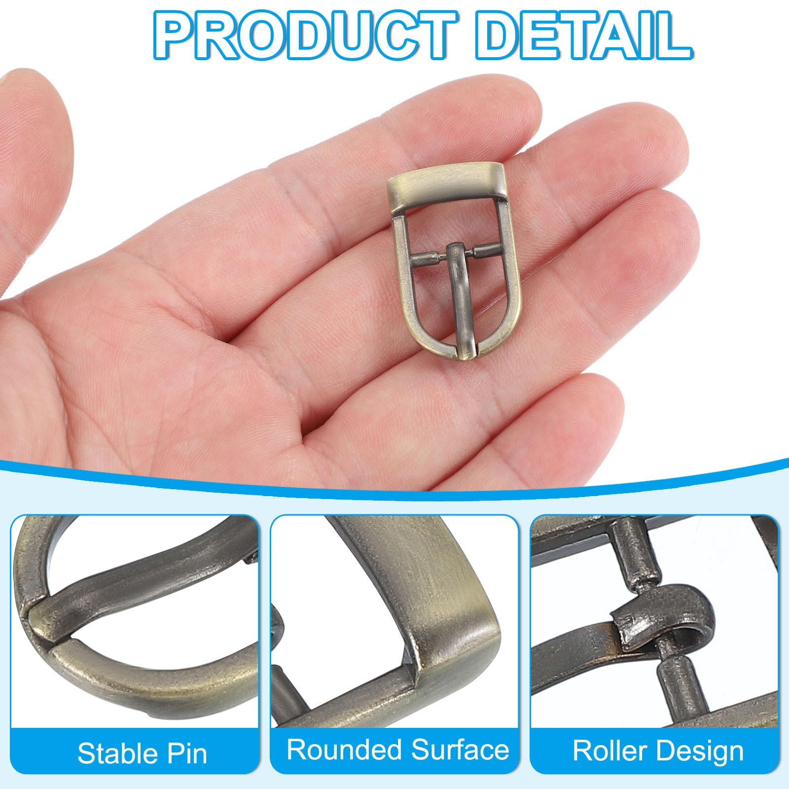 16Pcs 0.6&Prime; Single Prong Belt Buckle Roller Buckle Black/Silver/Light Gold/Brown