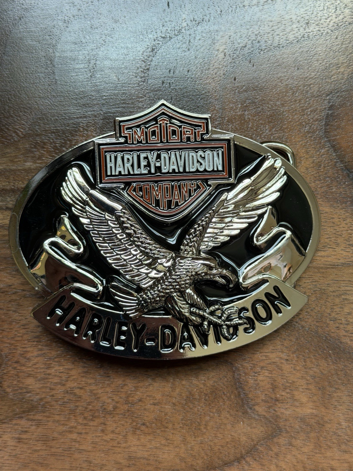 Harley-Davidson Men&rsquo;s Eagle Wing Over America Belt Buckle, Antique Nickel Finish