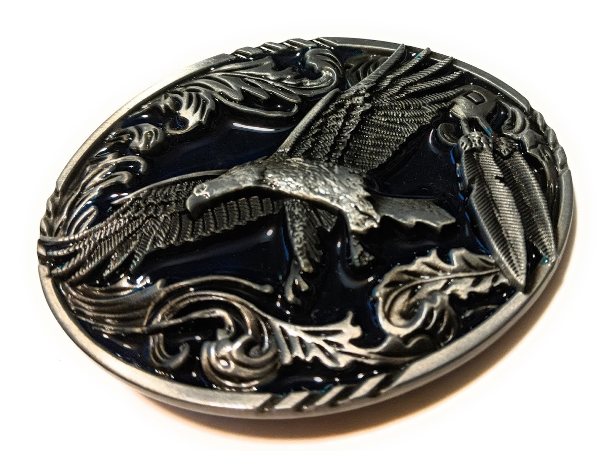 Classic Soaring EAGLE Antique Silver color BELT BUCKLE Full Metal Western USA
