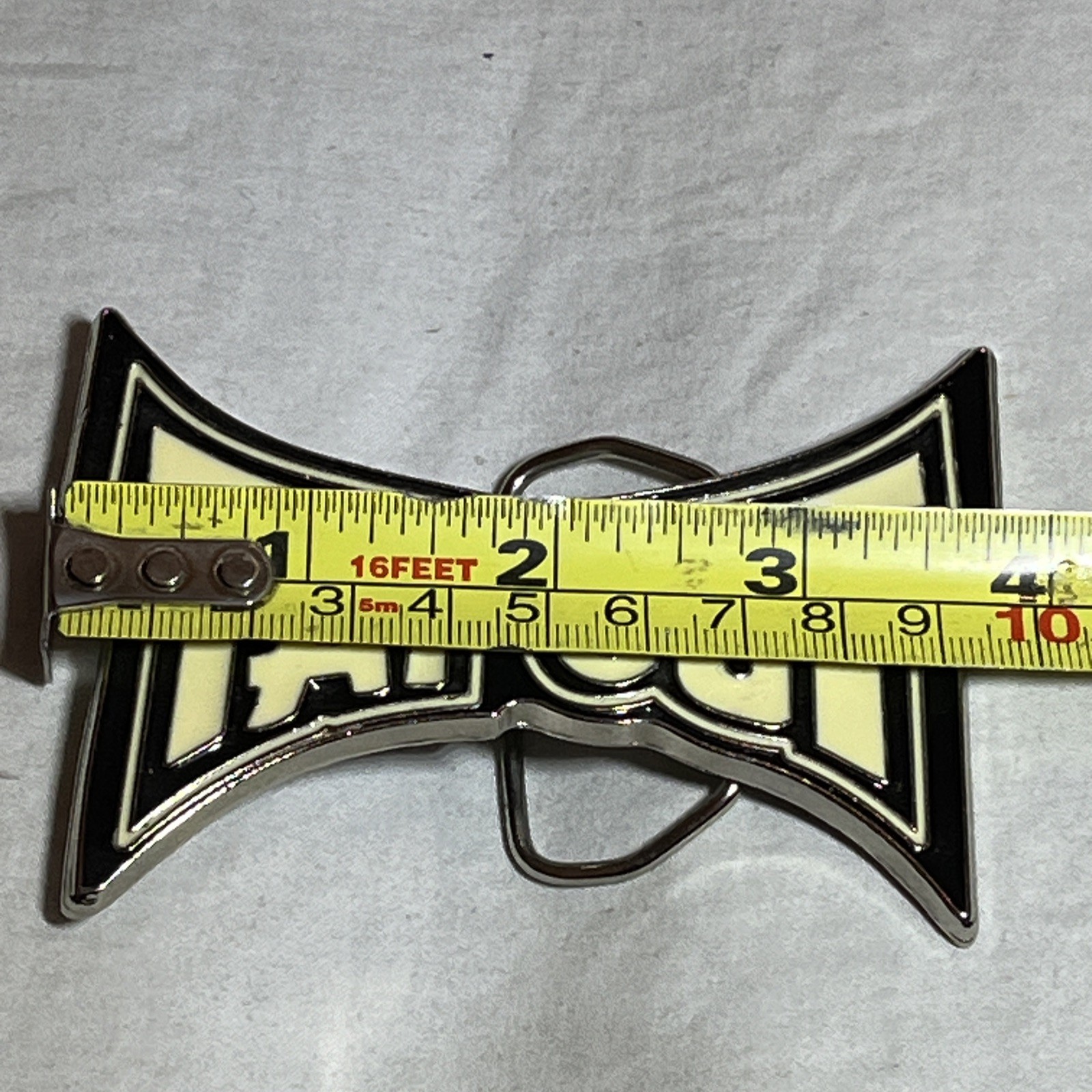 Tapout Logo Black & Off White Enamel MMA Mixed Martial Arts Metal Belt Buckle