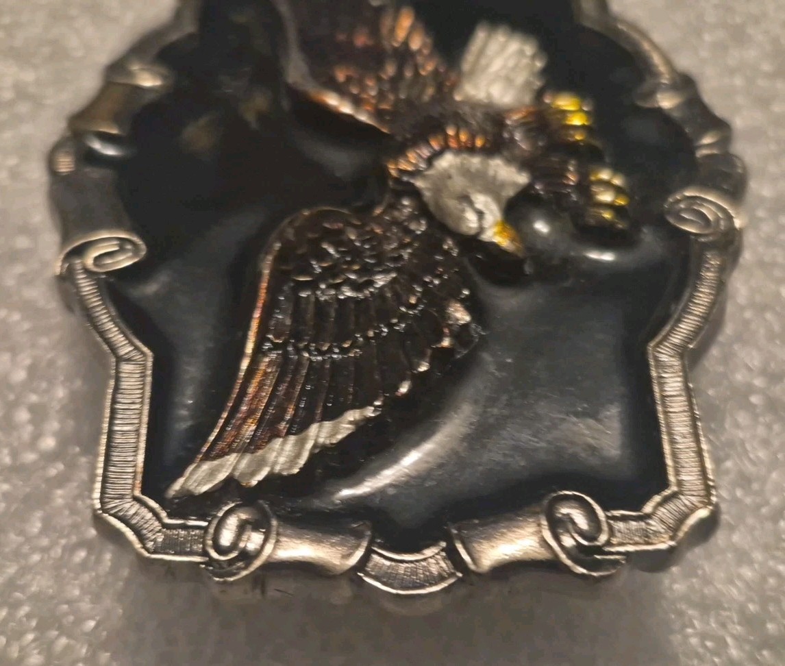 Vintage 1997 Great American Buckle Co. Pure Pewter Bald Eagle Belt Buckle