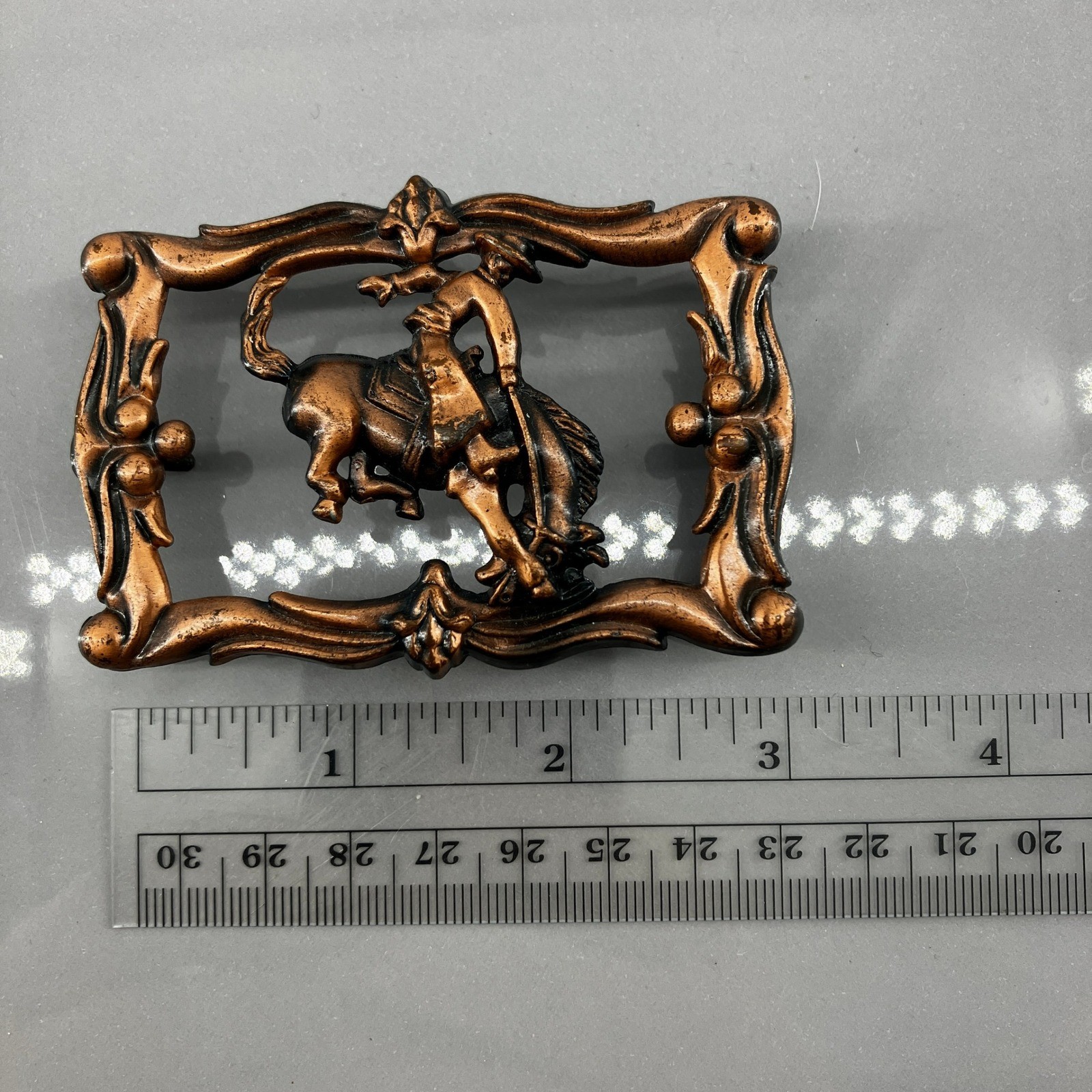 Brass Bucking Bronco Western Cowboy Rodeo Belt Buckle Metal Vintage Style 3×2