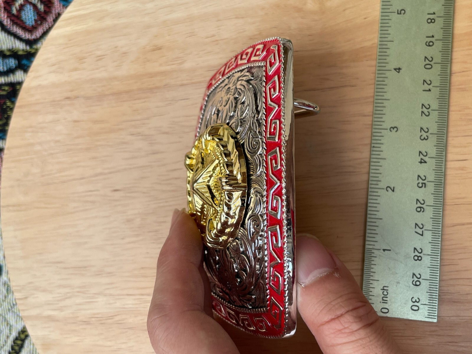 Western Buckle Gold Silver Red Texas Star Cowboy 2 » Hebilla Vaquero Estrella