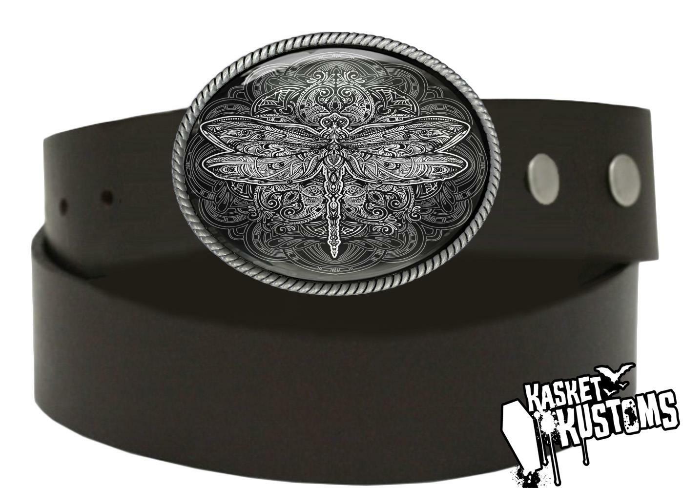 Ornate Dragonfly Belt Buckle – Art Nouveau Esoteric Mandala Handmade Buckle – 32