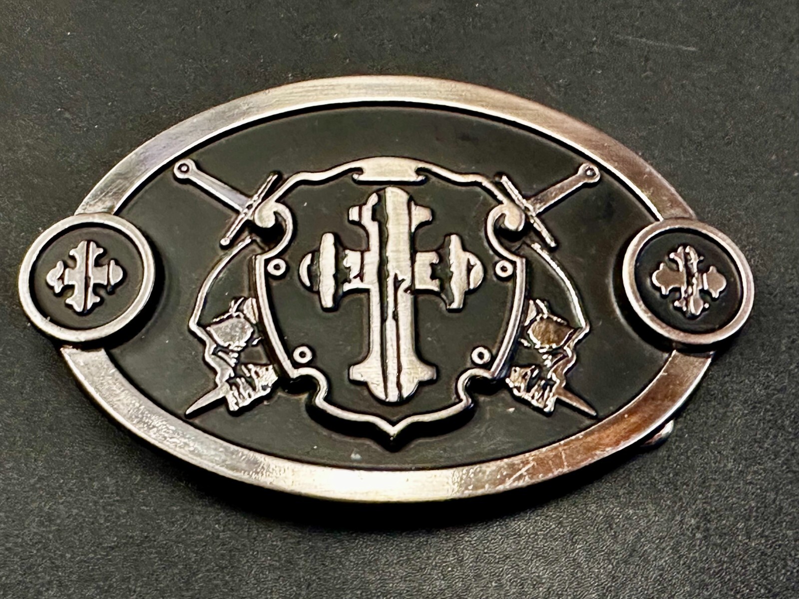 Swords & Cross Knight Shield Gothic Punk Rider Chrome Brand Belt Buckle #6216