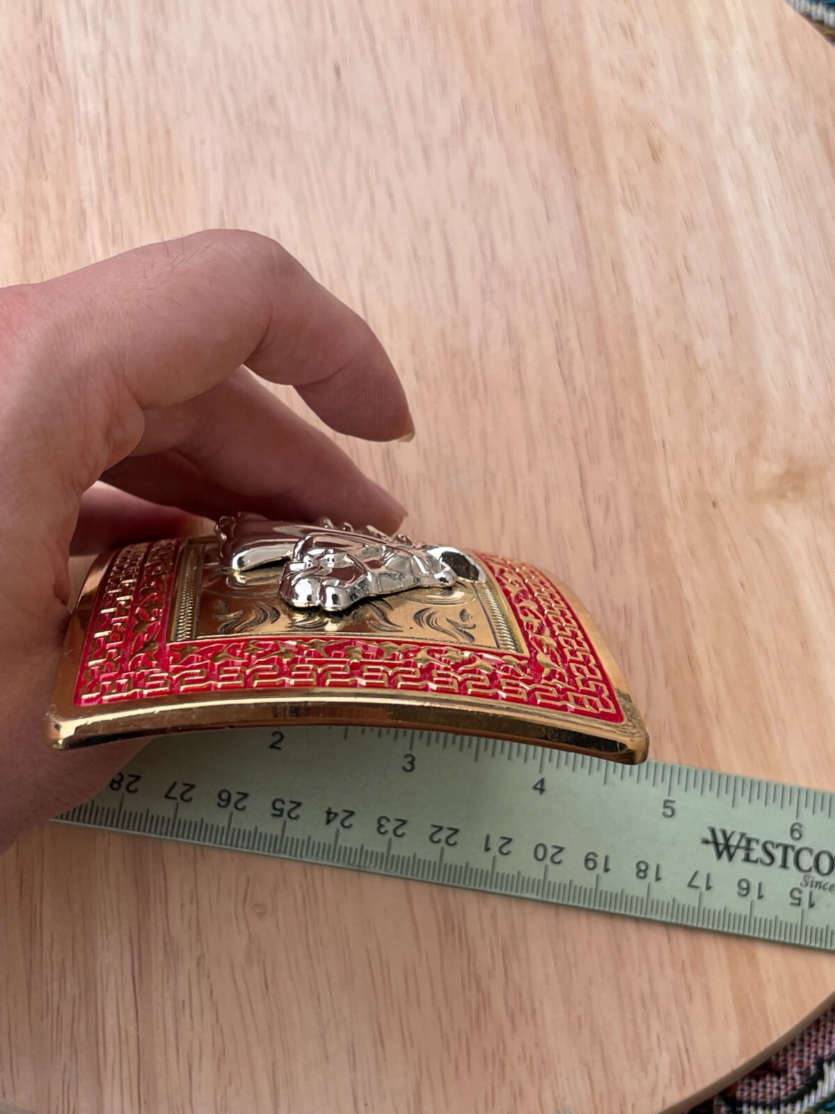 Western Buckle Gold Silver Red Horse Head Cowboy Buckle Fit 2 » Hebilla Vaquero