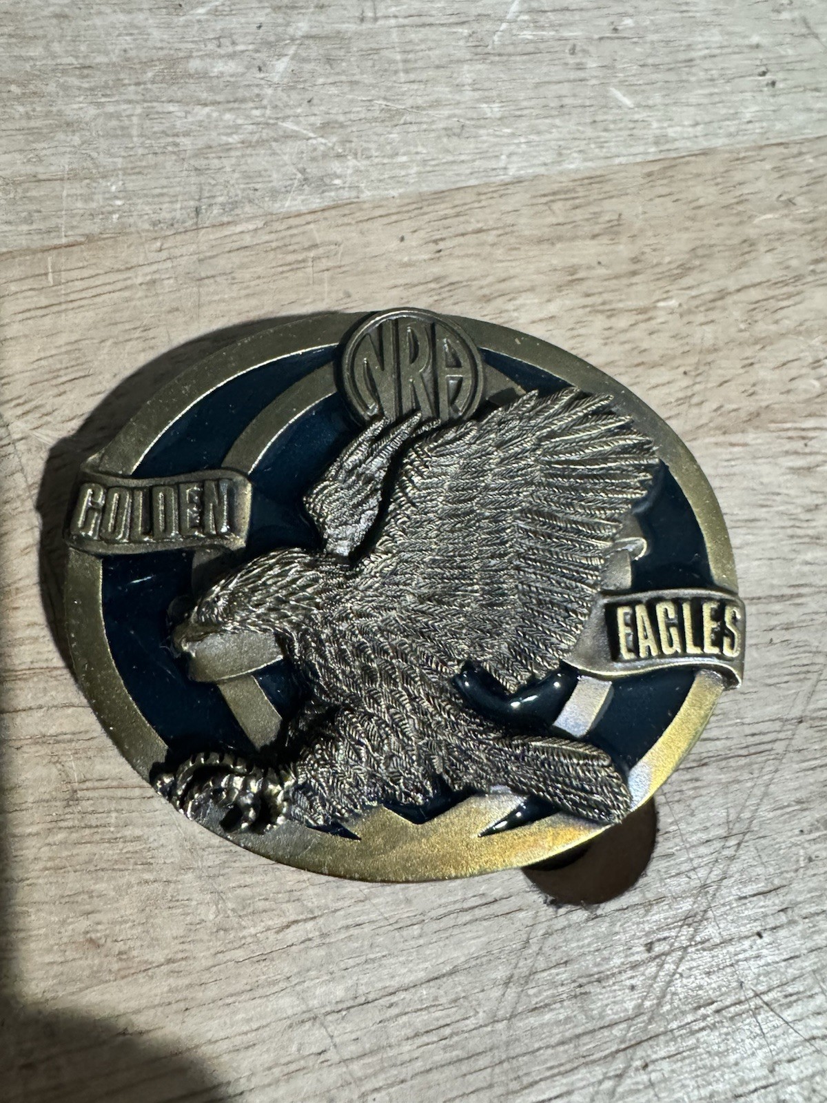 Vintage Collectible NRA Golden Eagles USA Heavy Enameled Belt Buckle