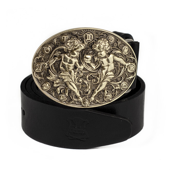 Gemini german silver buckle, Twins Horoscope Astrological Zodiac Sign buckle