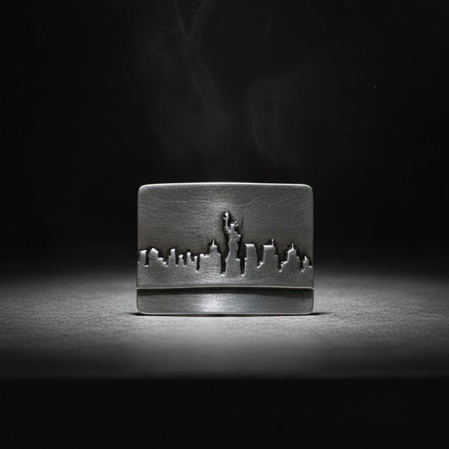 New York City Silhouette Belt Buckle Skyline Metal Urban Modern Design
