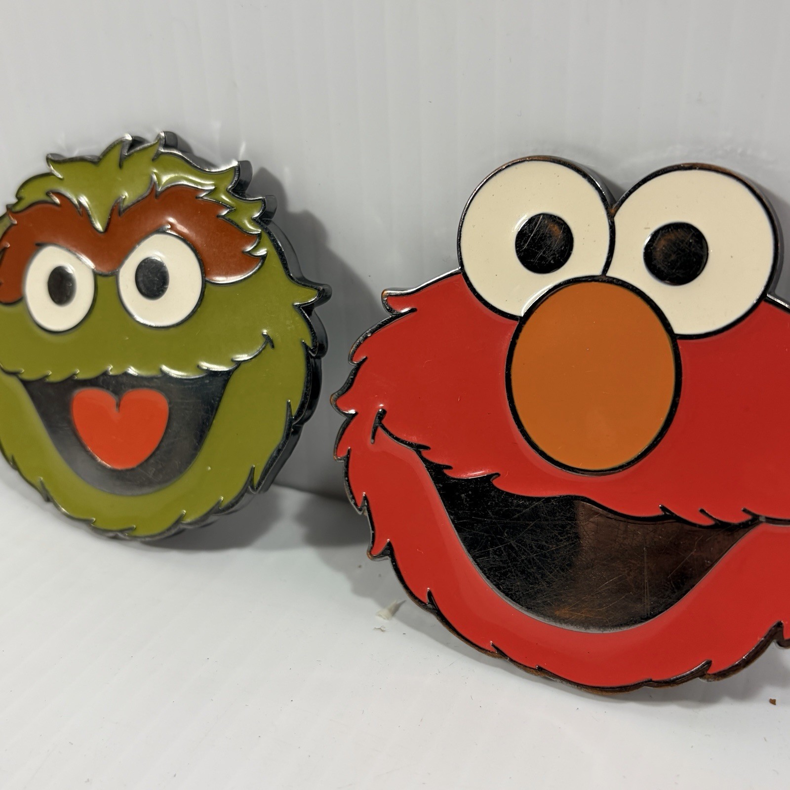 2 Sesame Street Enamel Buckles Oscar the Grouch & Elmo Belt Buckle Metal