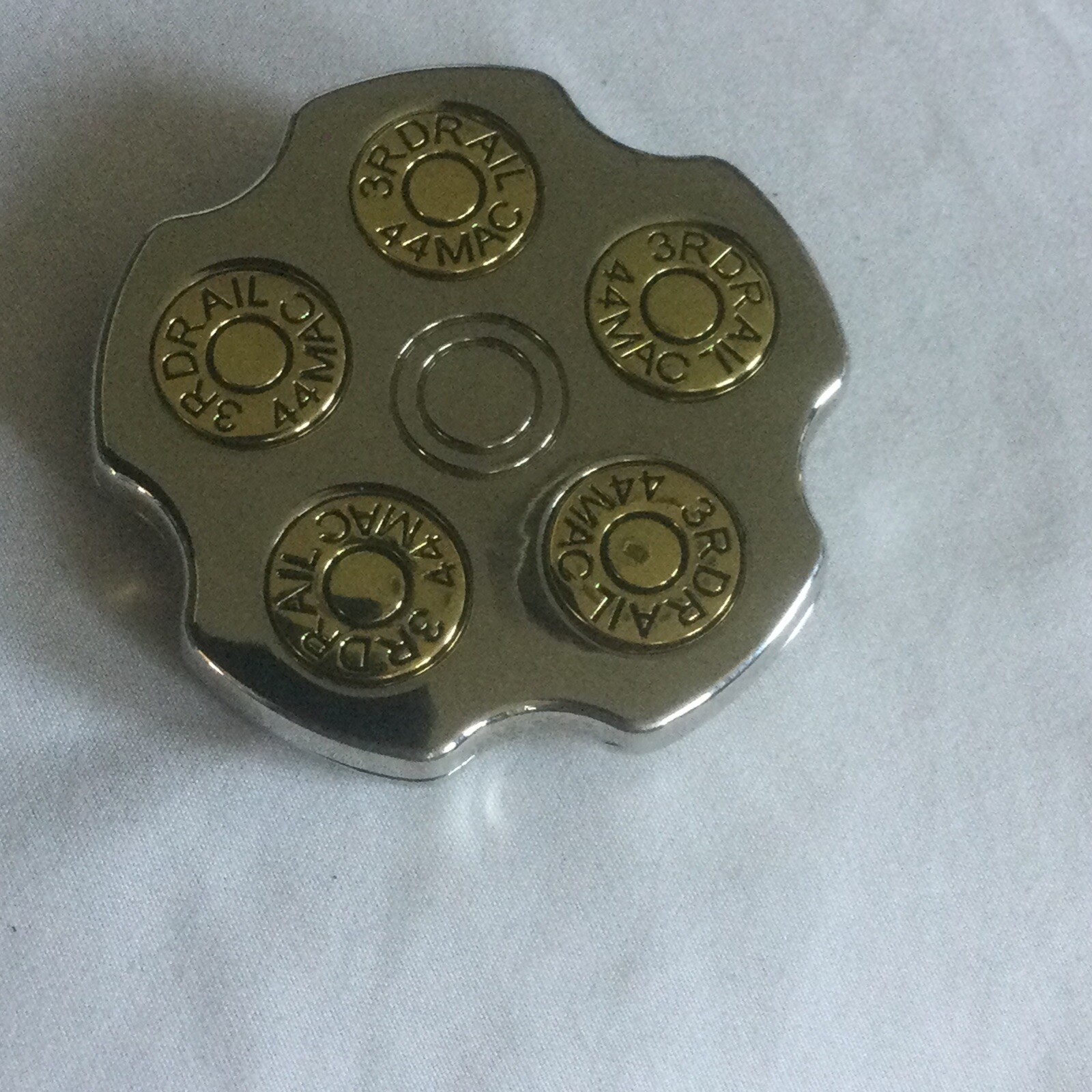 3RDRAIL Chrome Revolver Gun Barrel Novelty Belt Buckle 44 MAC Five Shot Bullet