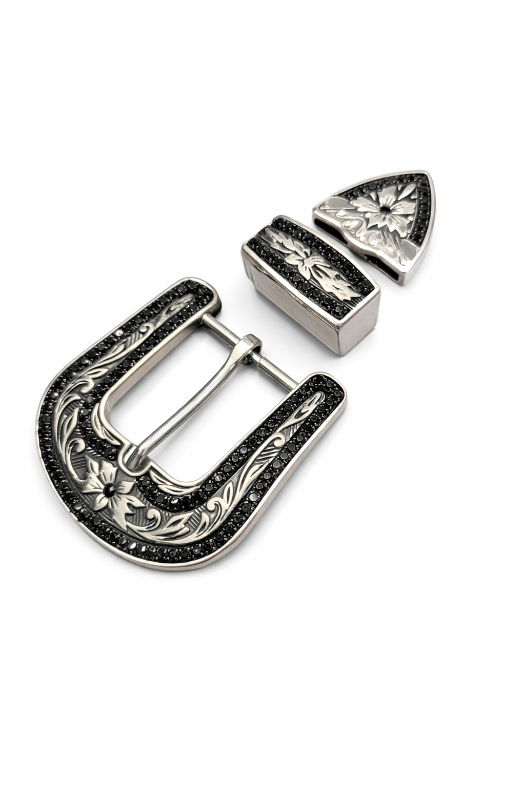 Western buckle 3 Piece Buckle Set rhinostone leather belt buckle cowgirl 40mm