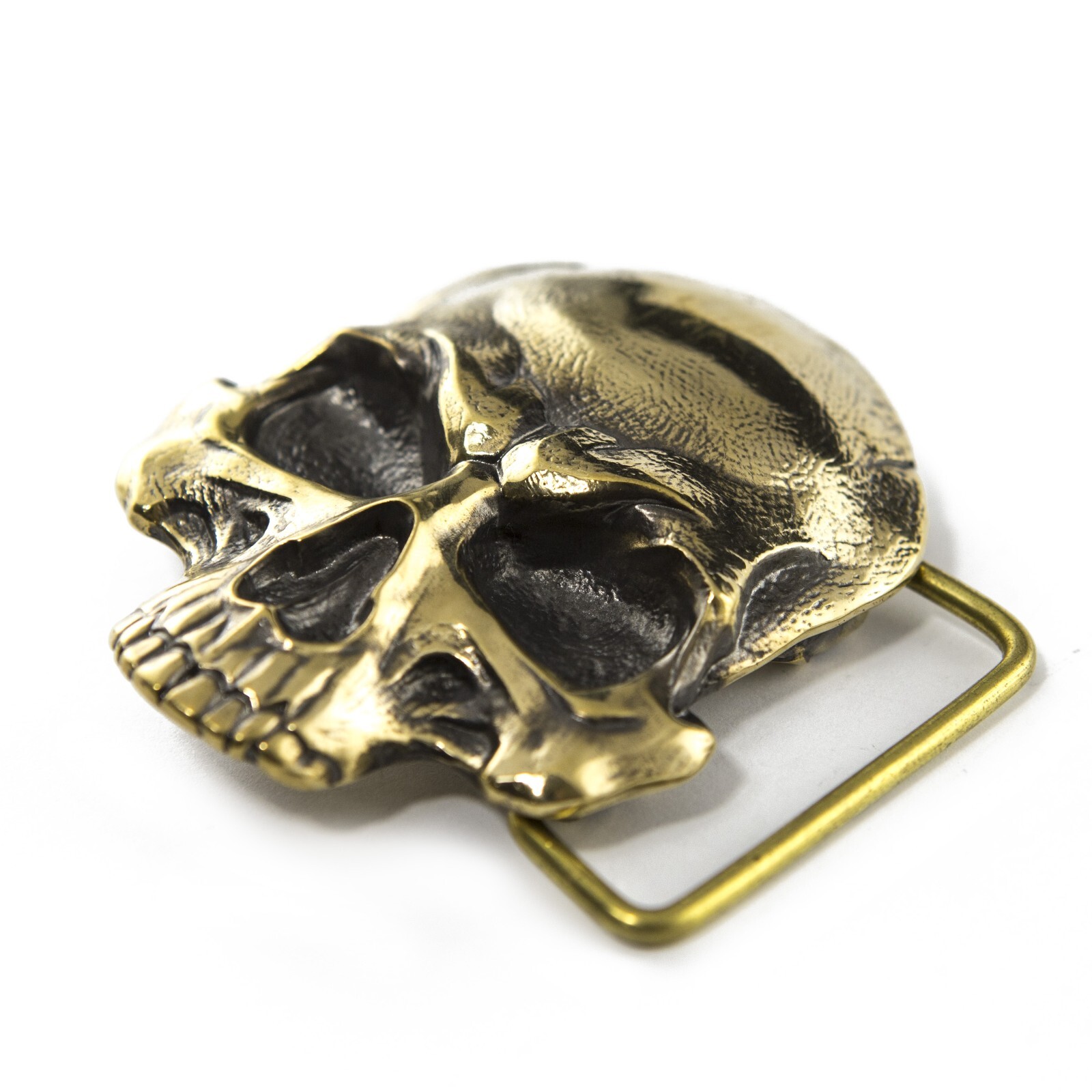 Skull Matte solid brass belt buckle, Dead head human skull solid belt buckle