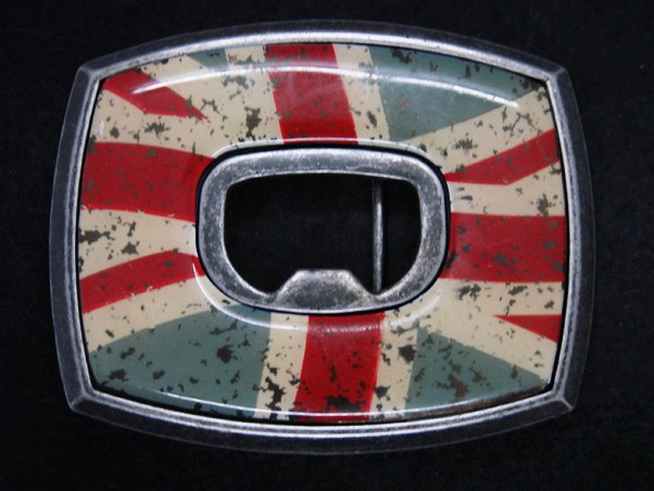 TE05162 REALLY NICE **BOTTLE OPENER W/ UNION JACK DESIGN** BELT BUCKLE
